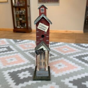 Rustic Red School House Birdhouse Decor